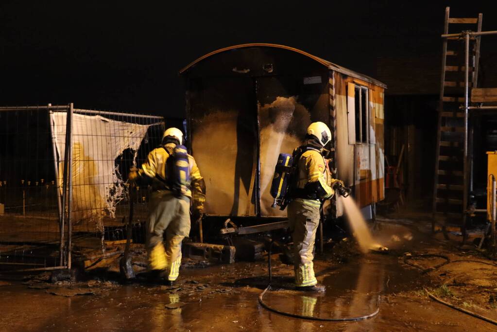 Bouwkeet verwoest door brand