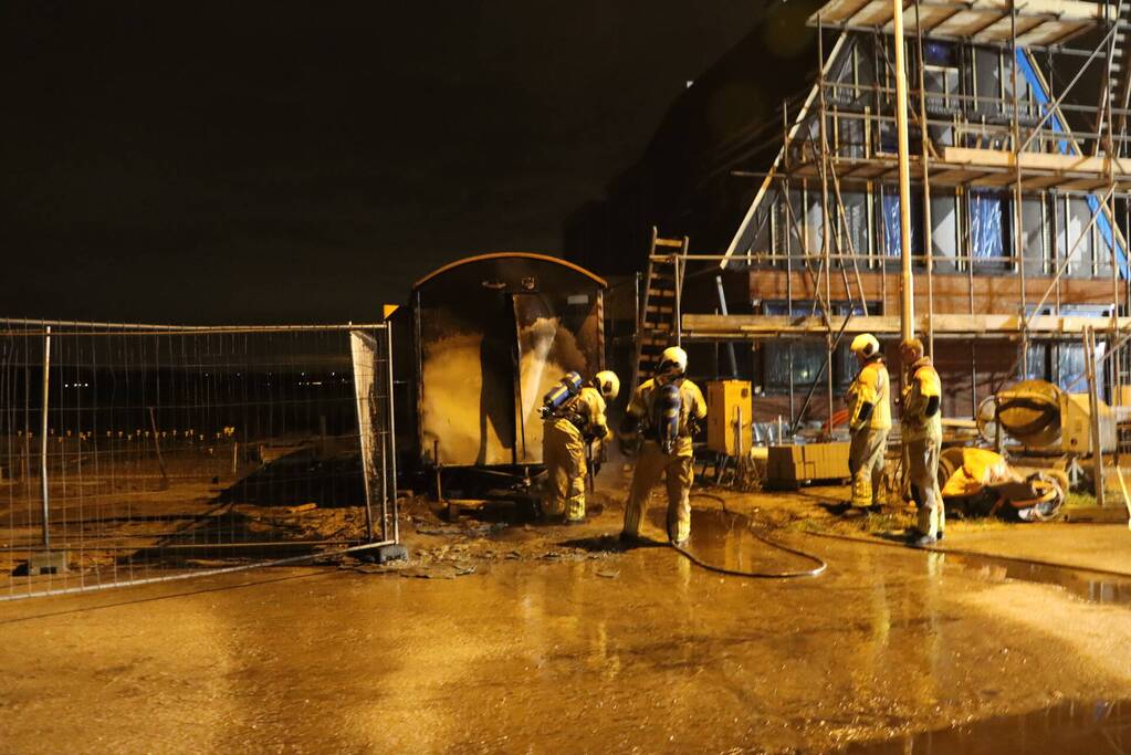 Bouwkeet verwoest door brand