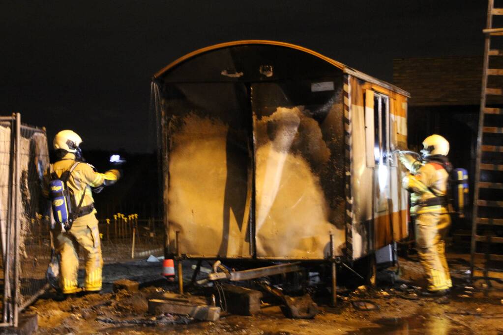 Bouwkeet verwoest door brand