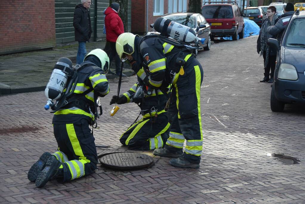 Straat afgesloten door gaslucht