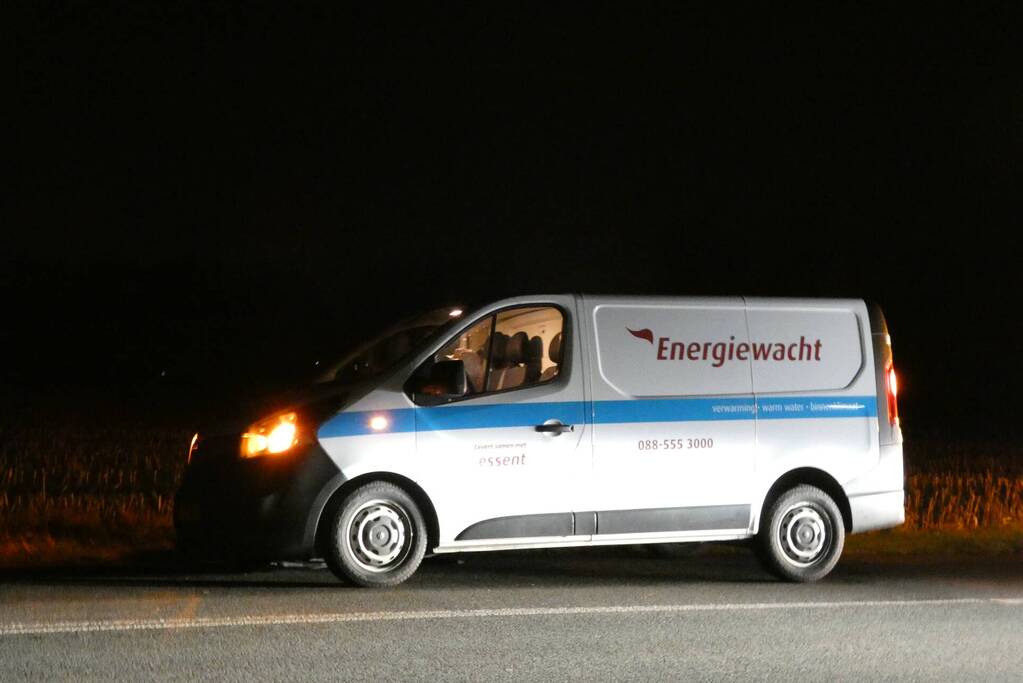 Schade aan bestelbus door botsing tegen boom