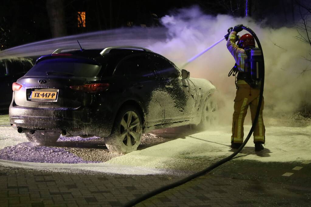 Geparkeerde auto uitgebrand