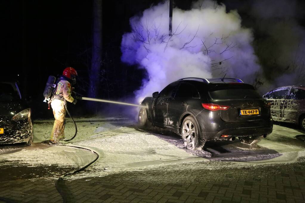 Geparkeerde auto uitgebrand