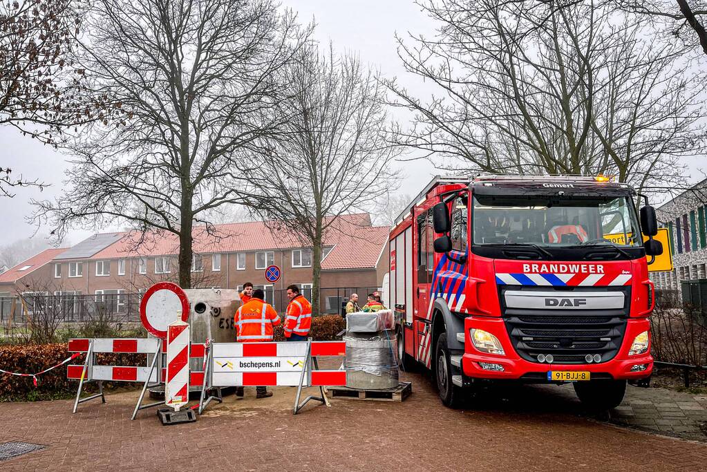 Gaslekkage ontstaan bij werkzaamheden op bouwterrein