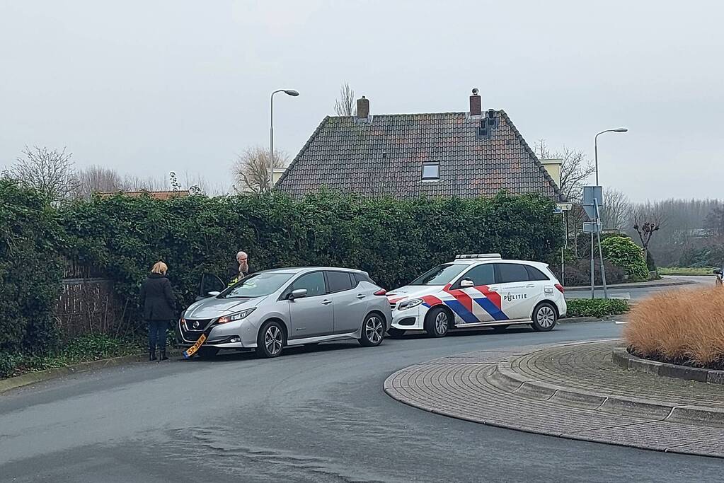 Schade bij ongeval op rotonde