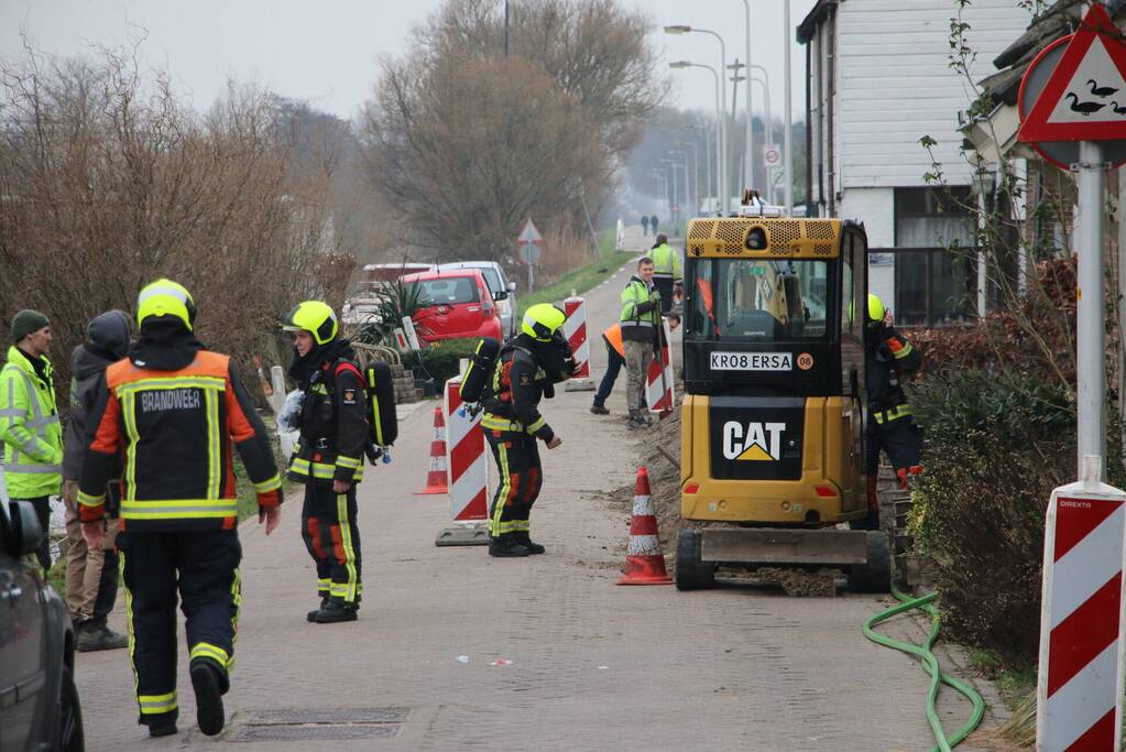 Gasleiding geraakt bij graafwerkzaamheden