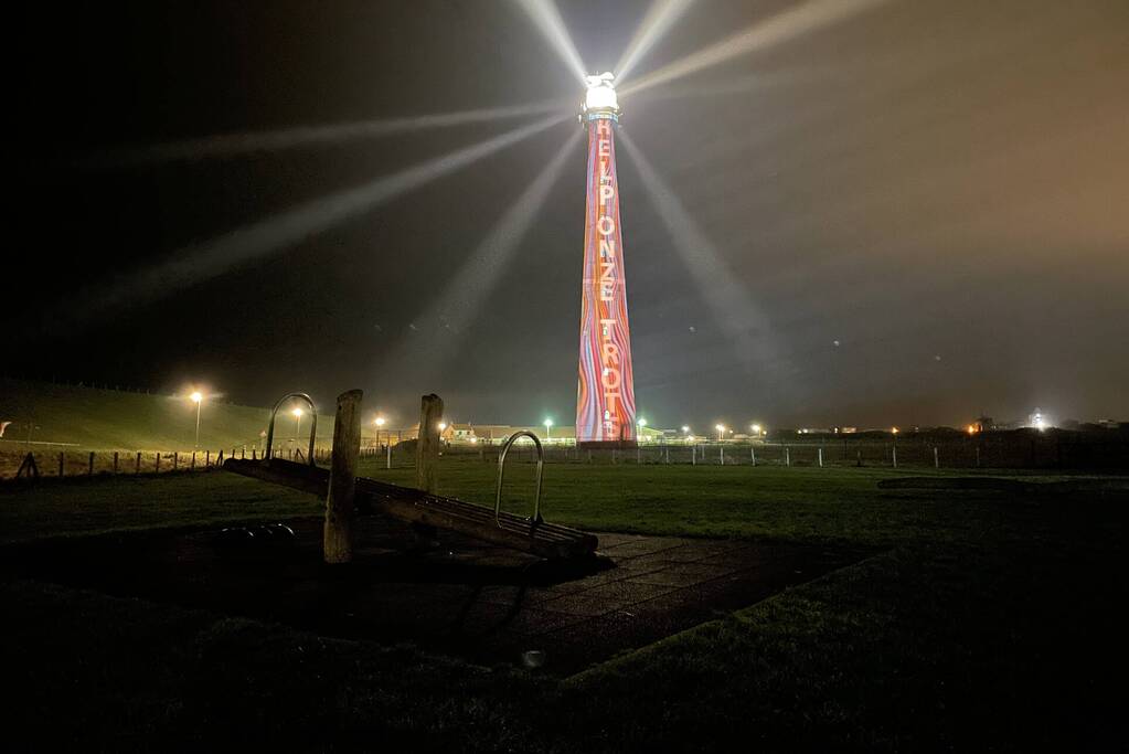 Vuurtoren geprojecteerd als actie tegen sloop