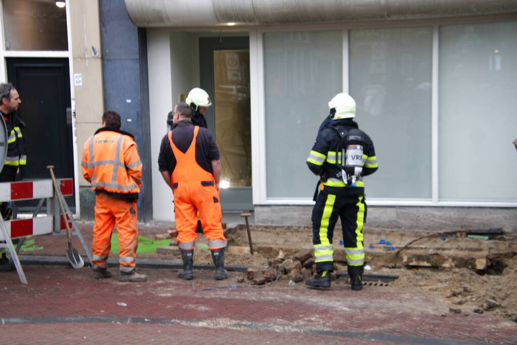 Gasleiding geraakt bij graafwerkzaamheden