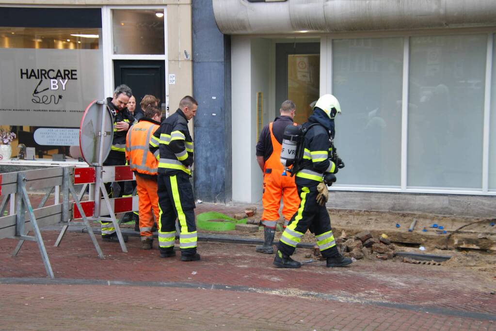 Gasleiding geraakt bij graafwerkzaamheden