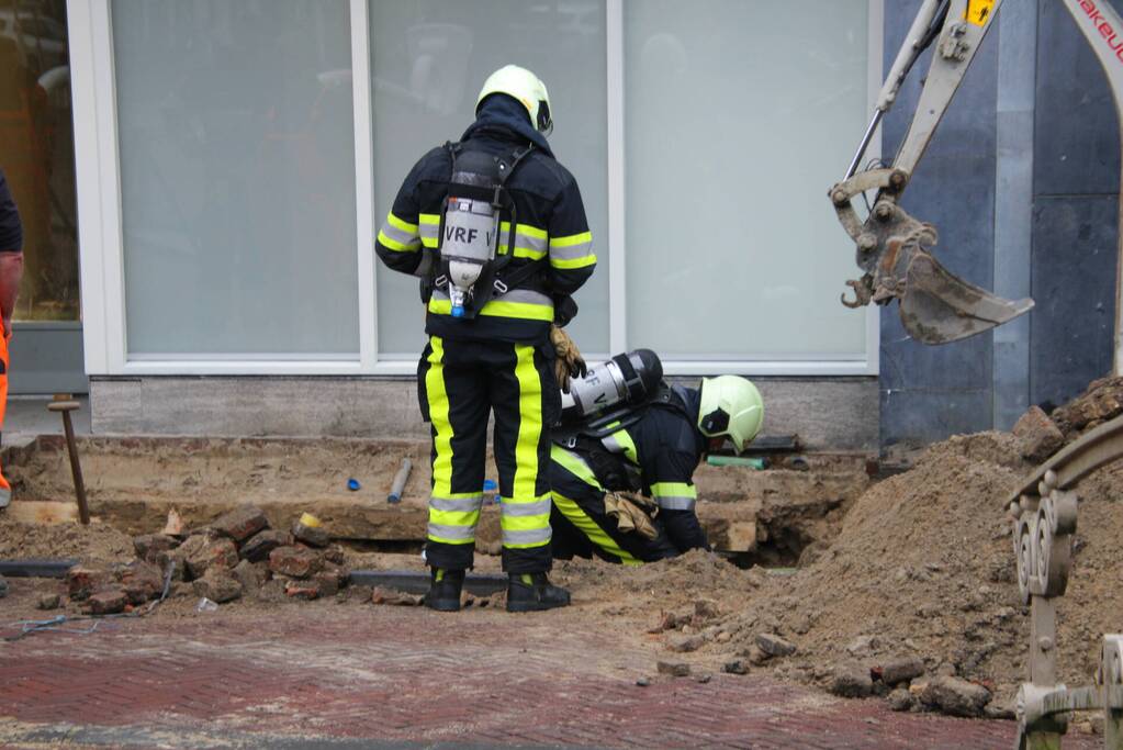 Gasleiding geraakt bij graafwerkzaamheden