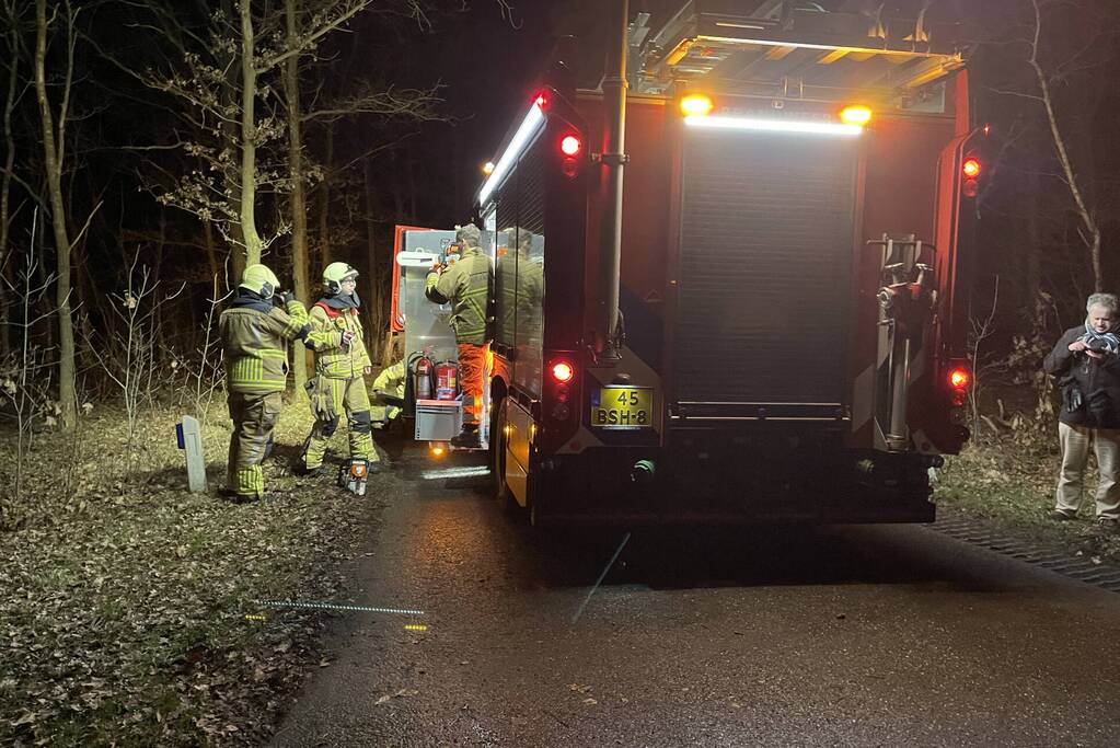 Gevaarlijke boom over de weg verwijderd
