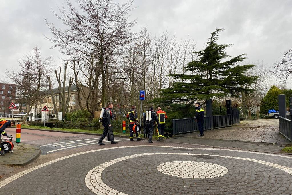 Duiker zoekt in water naar gestolen telefoon