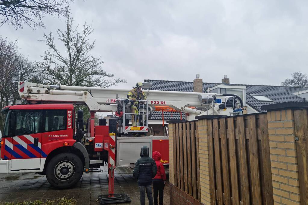 Baasje redt kat van het dak