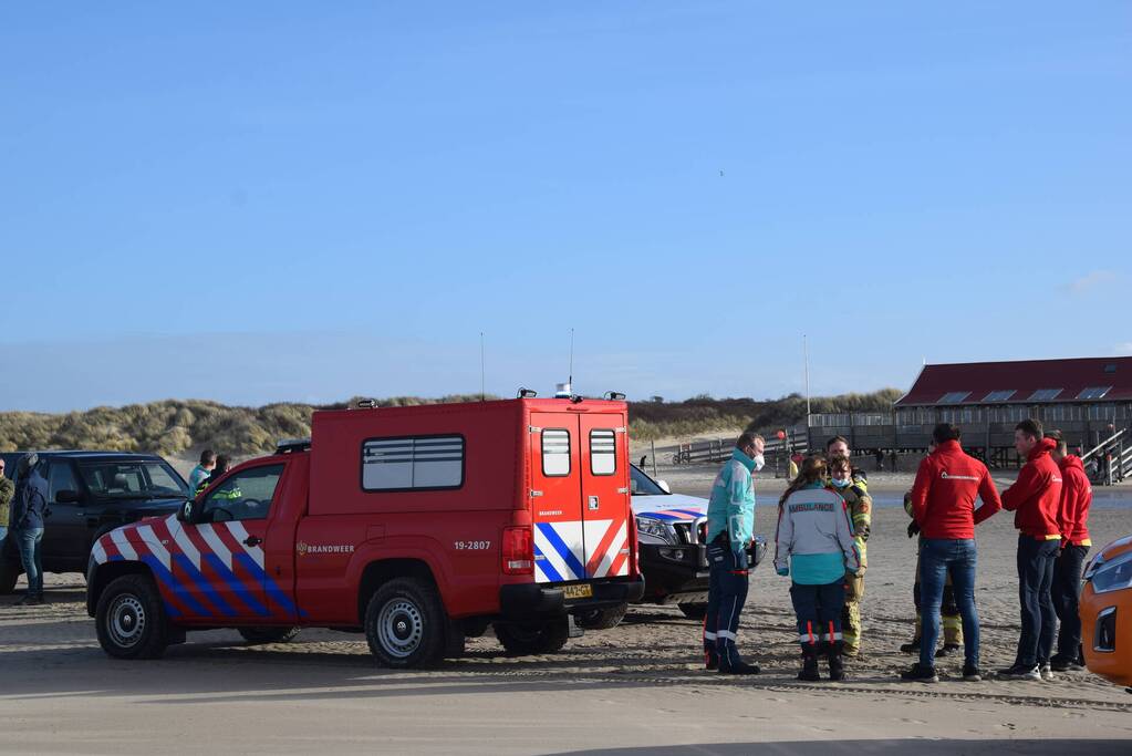 Personen ingesloten door water op zandbank
