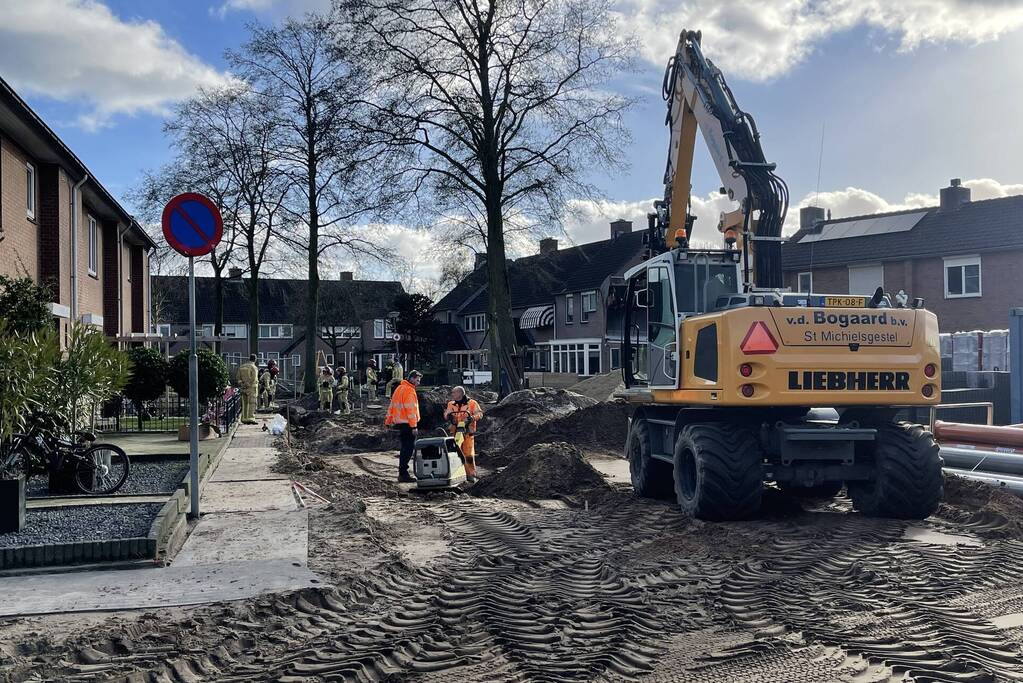Gasleiding geraakt tijdens graafwerkzaamheden