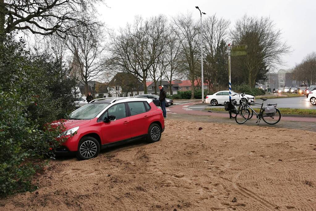 Automobilist ramt fietser en komt in bosjes tot stilstand