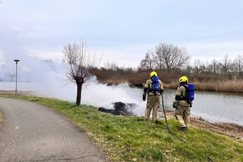 Veel rook en vuur bij brand in riet