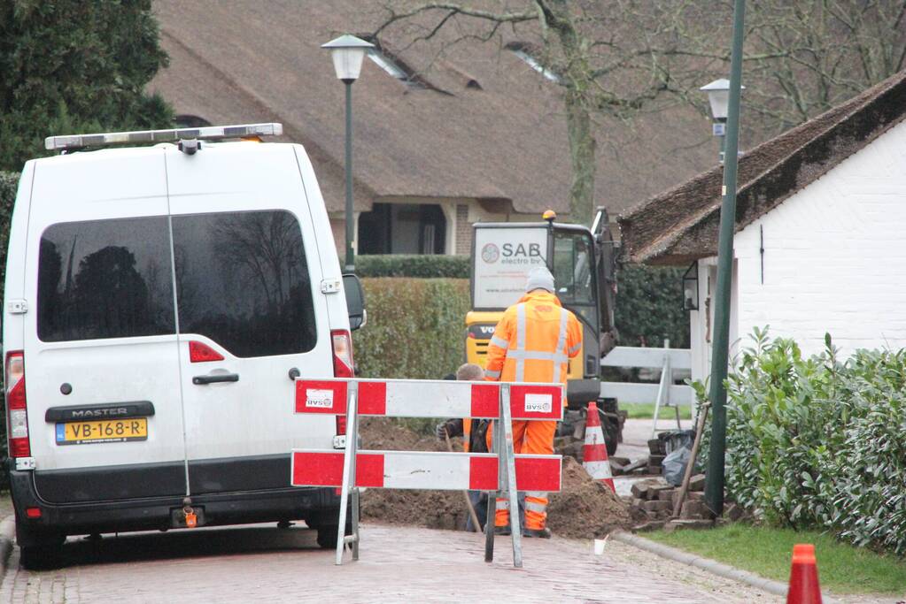 Gasleiding geraakt bij graafwerkzaamheden
