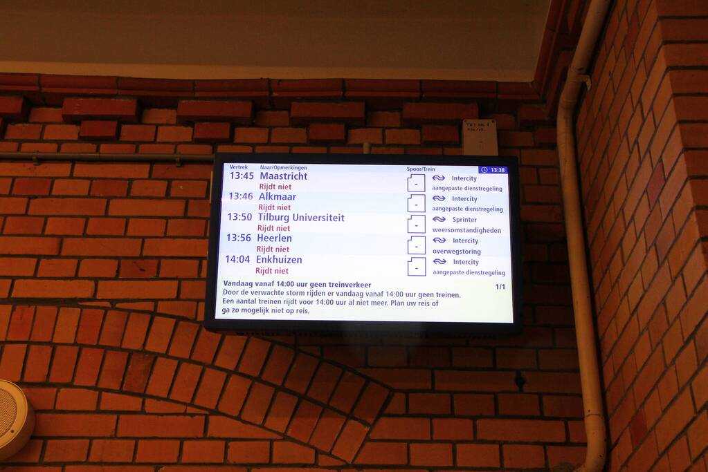 Treinen stilgelegd vanwege storm Eunice