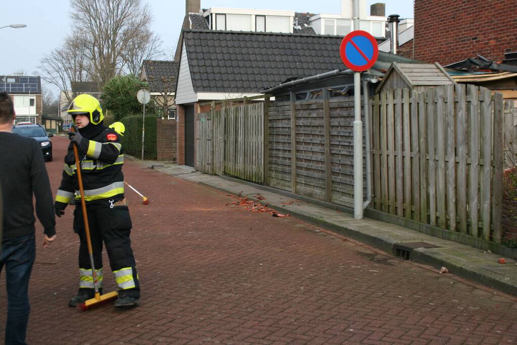 Gevel stort in door harde wind