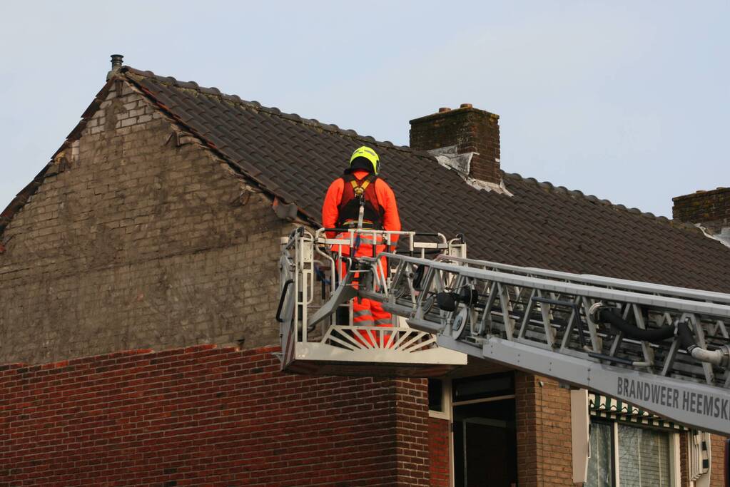 Gevel stort in door harde wind