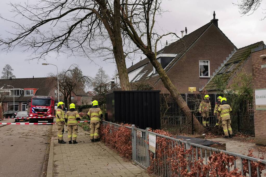 Grote boom omgezaagd door brandweer