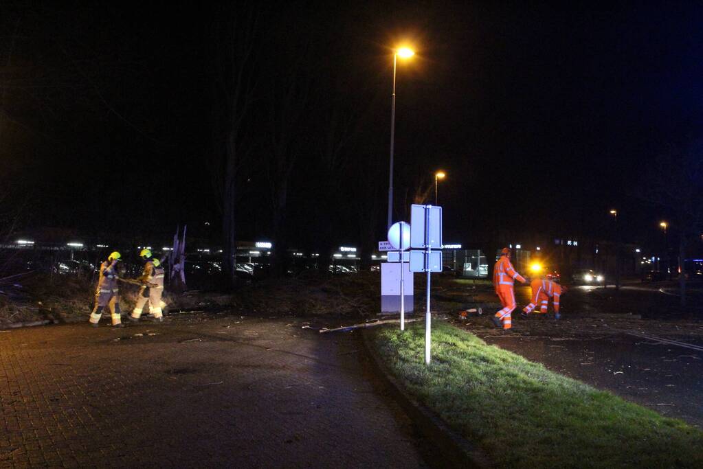 Boom valt om op terrein bij tankstation