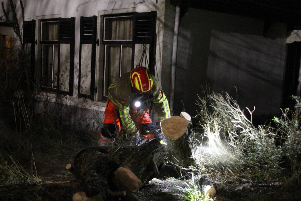 Omgevallen boom blokkeert fietspad