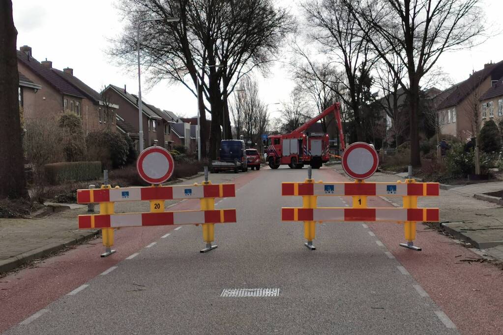 Boom dreigt op woning te vallen