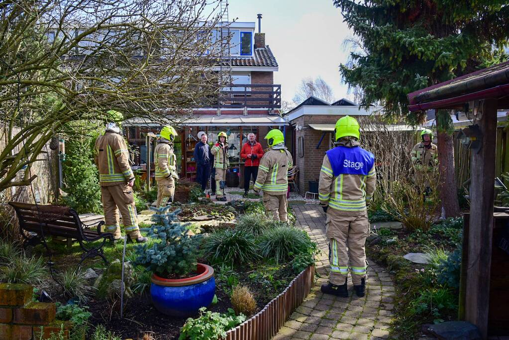 Grote boom dreigt om te waaien
