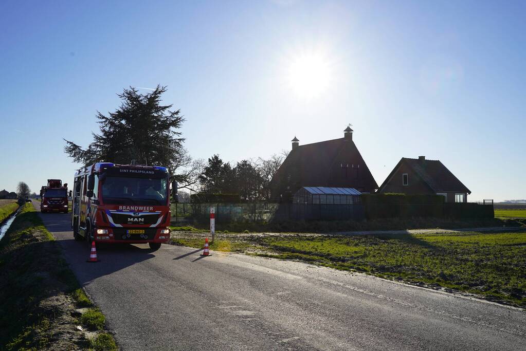Weg afgesloten vanwege brand in schoorsteen
