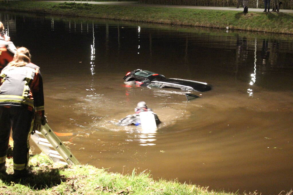 Bestuurder aangehouden na auto te water