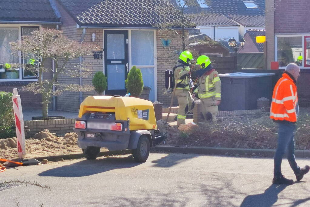 Gasleiding geraakt bij werkzaamheden
