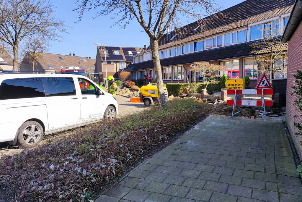 Gasleiding geraakt bij werkzaamheden