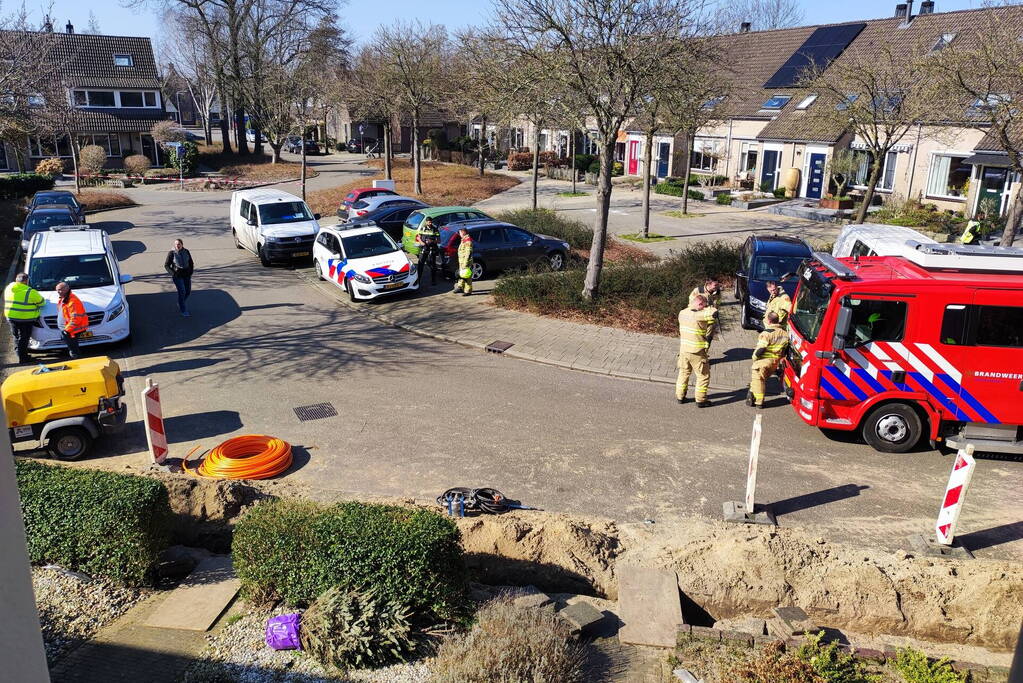 Gasleiding geraakt bij werkzaamheden