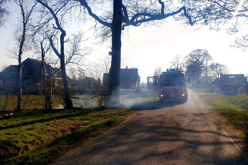 Brandweermannen blussen bermbrand