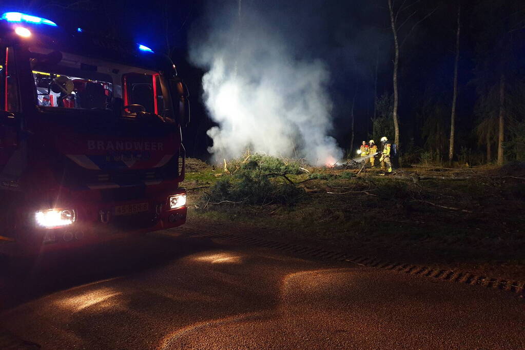 Brandweer blust brandende takken