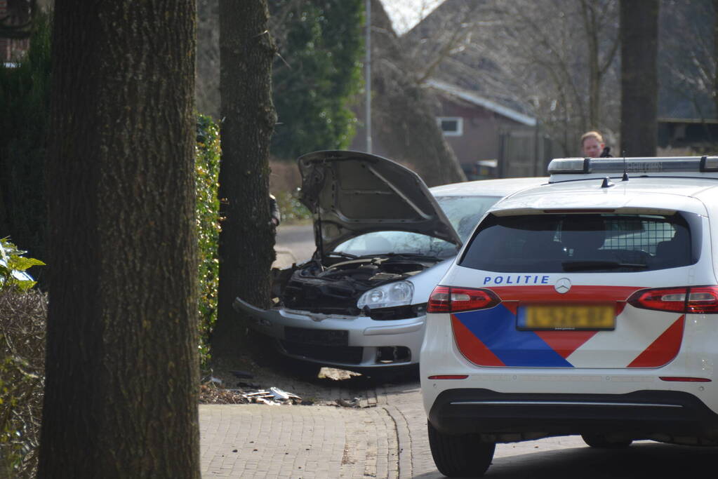 Auto botst frontaal op boom