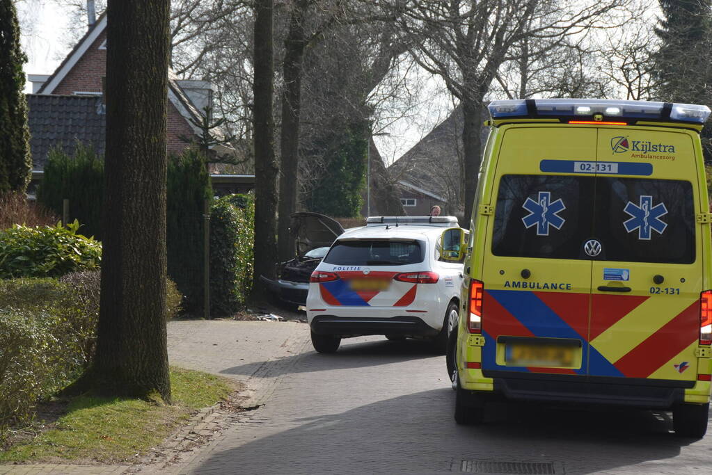 Auto botst frontaal op boom