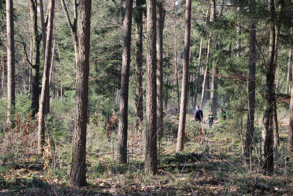 Brandweer blust brand in natuurgebied