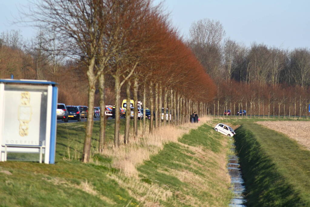 Auto raakt van de weg en belandt in sloot