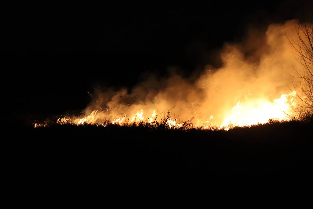Brandweer blust brand op heide