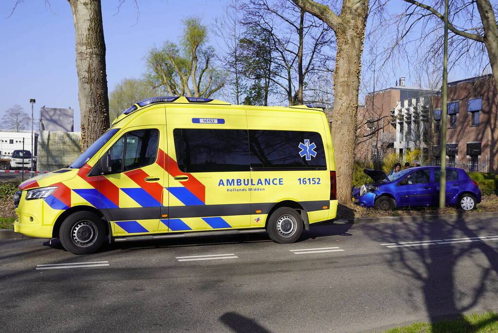 Auto raakt van de weg en botst tegen boom