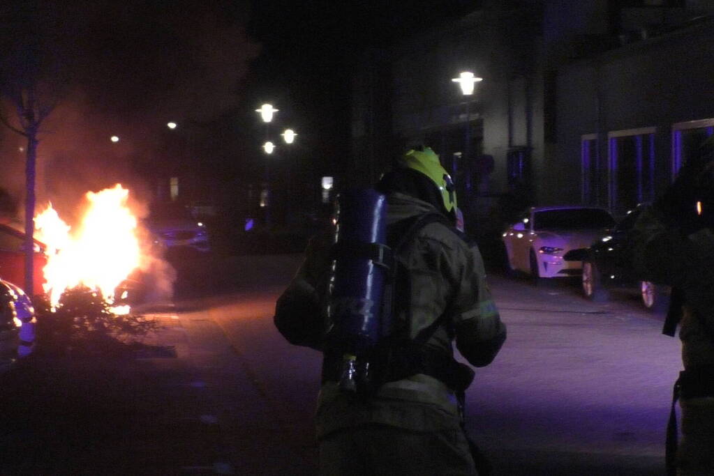 Geparkeerde personenauto vat vlam