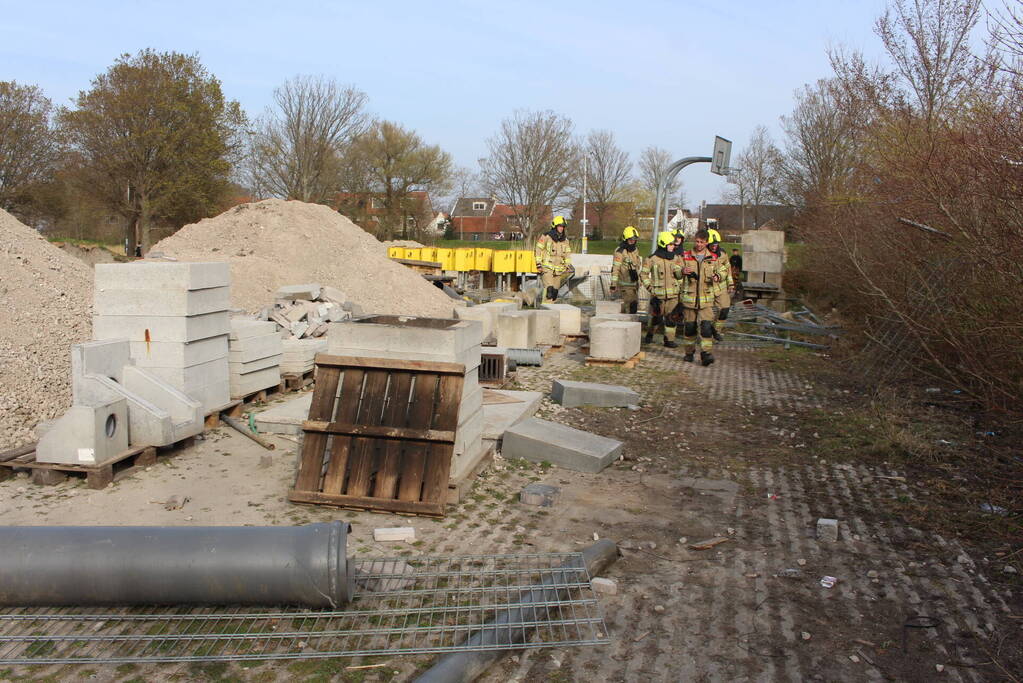 Brand en vernielingen op bouwterrein