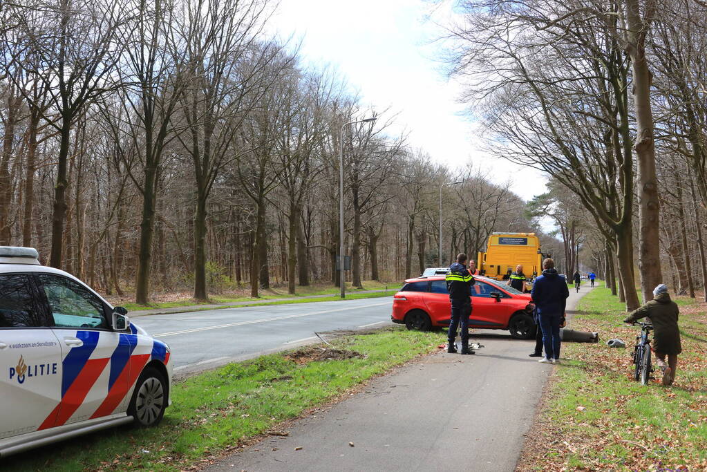 Flinke schade door botsing tegen lantaarnpaal