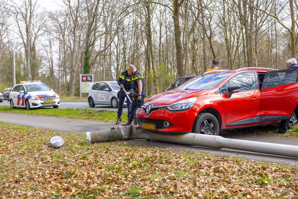 Flinke schade door botsing tegen lantaarnpaal