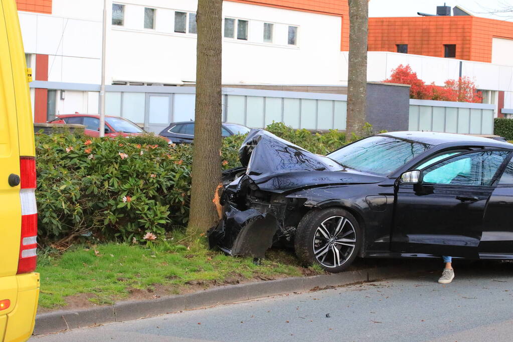 Auto vliegt uit de bocht en botst op boom