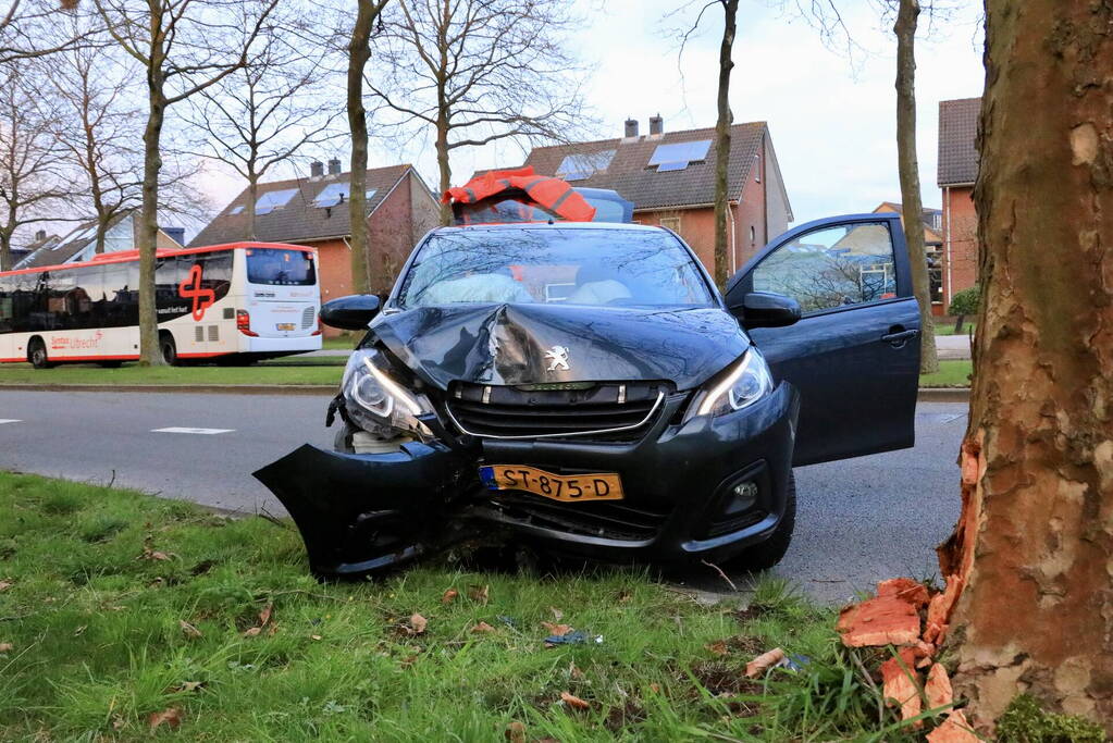 Automobilist botst tegen boom