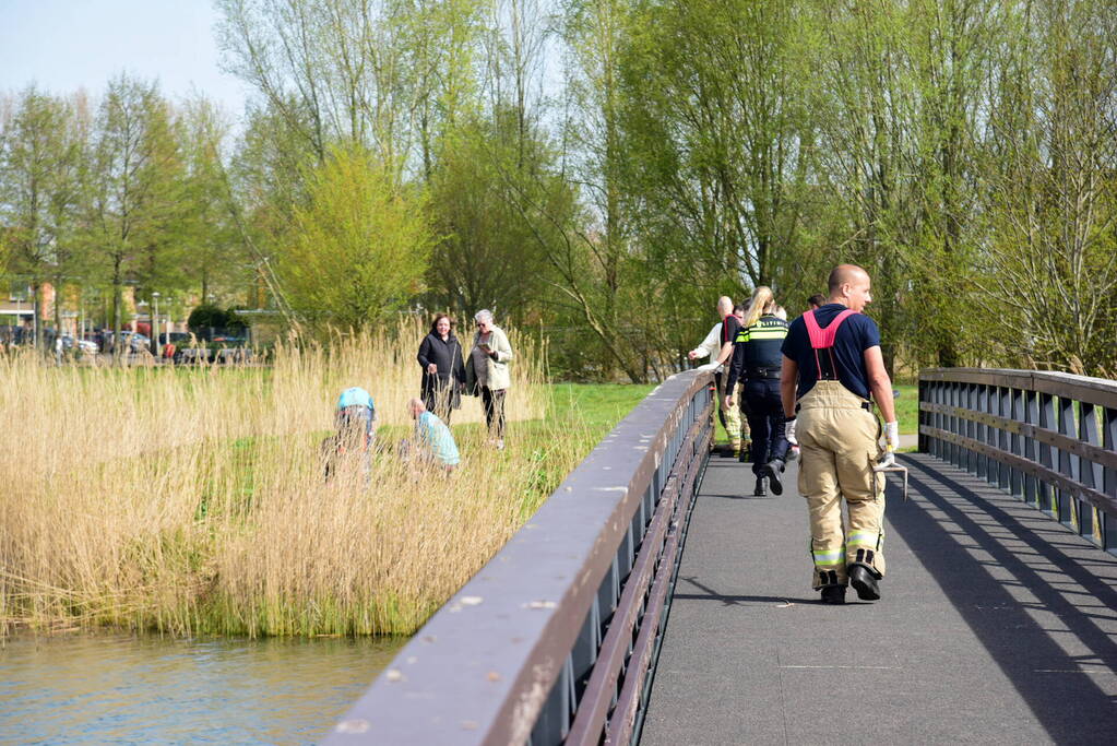 Man glijdt uit en valt in het water